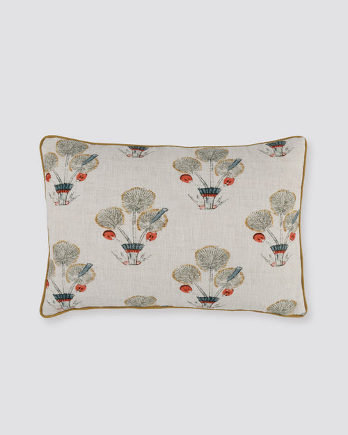 White Floral Print Pillow Cover