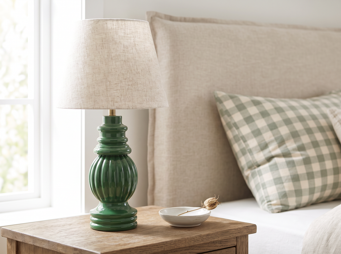 Hearth Mango Wood Table Lamp - Sage Green