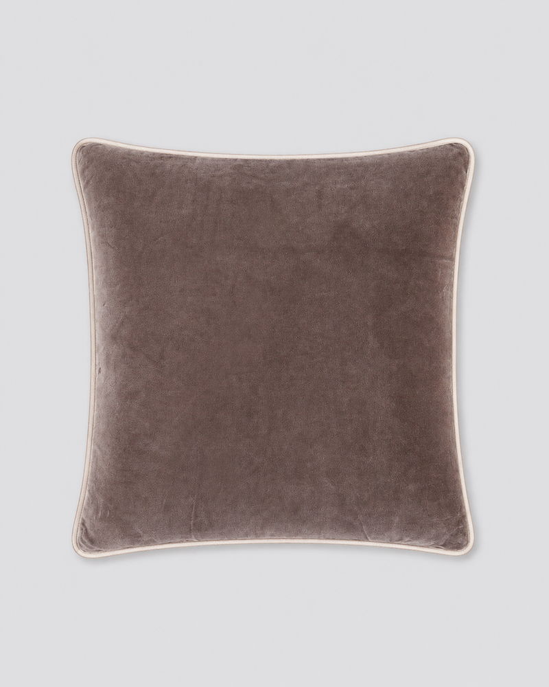 Dusty pink velvet cushion cover with piped edges