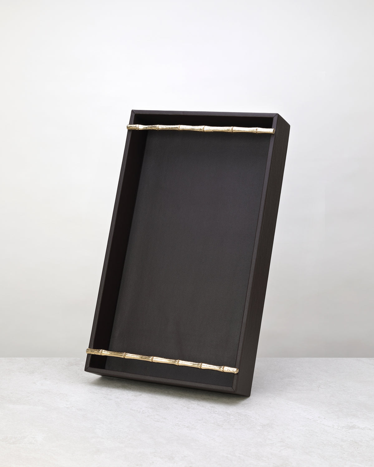 Large cherry faux leather tray standing upright