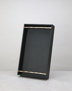 Large olive green faux leather tray standing upright