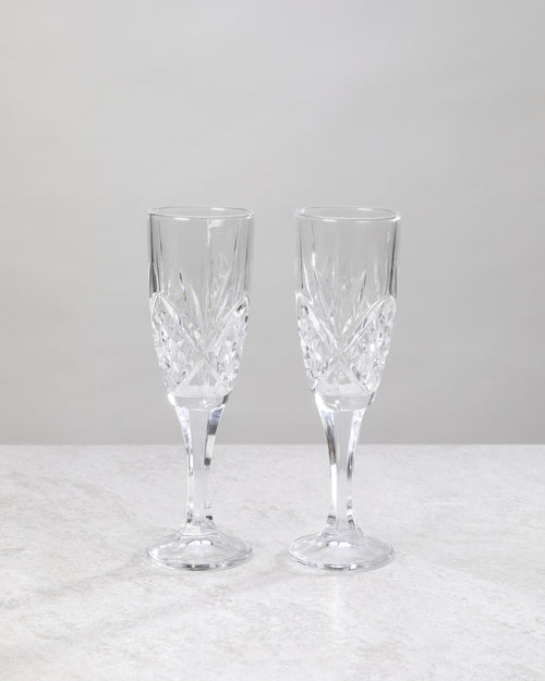Clear Machine Cut Champagne Glass (Set of 2)
