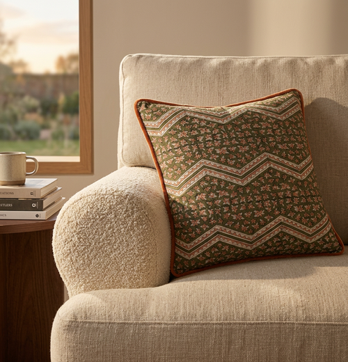 Orange Piped Cushion Cover
