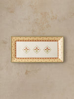Mor Bagh Dawn rectangular platter from above on a stone background