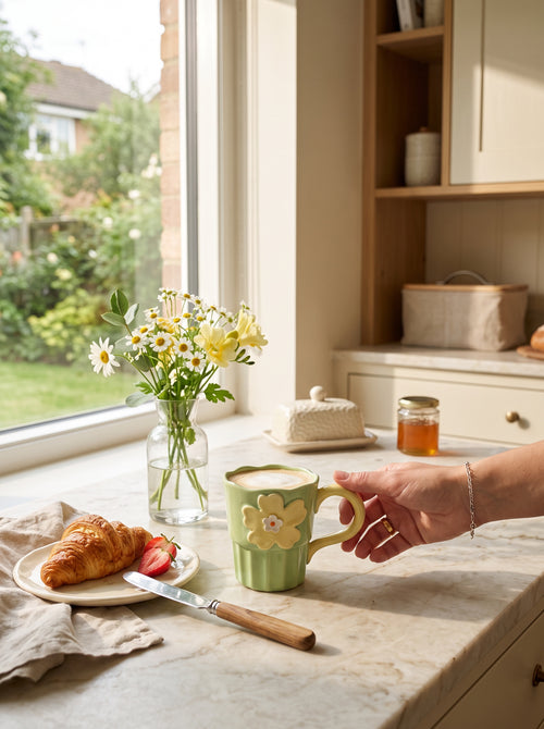 Blossom Ceramic Mug - Sage Green