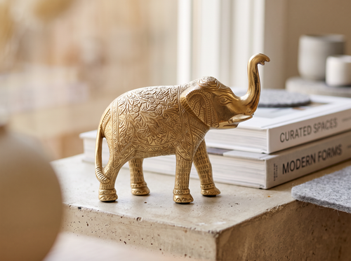 Tall Gold Elephant Figure