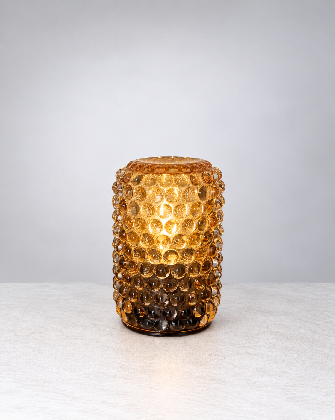 Amber crystal bubble glass table light glowing 