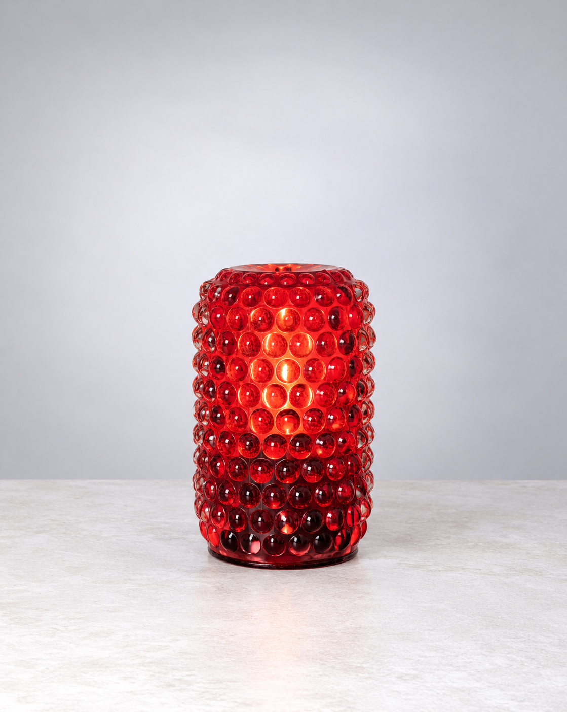  Ruby red crystal bubble glass table light glowing 